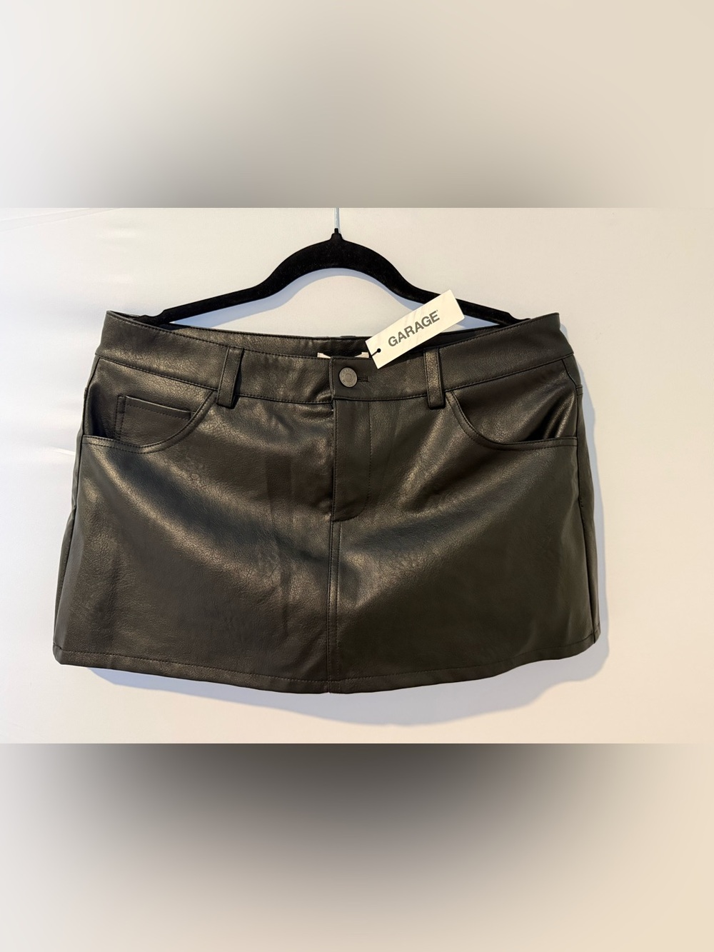 GARAGE Black Faux Leather Mini Skirt NWT Size M